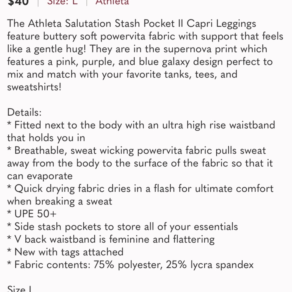 Athleta supernova salutation capri II set- crop top support bra psychedelic M - Picture 7 of 7